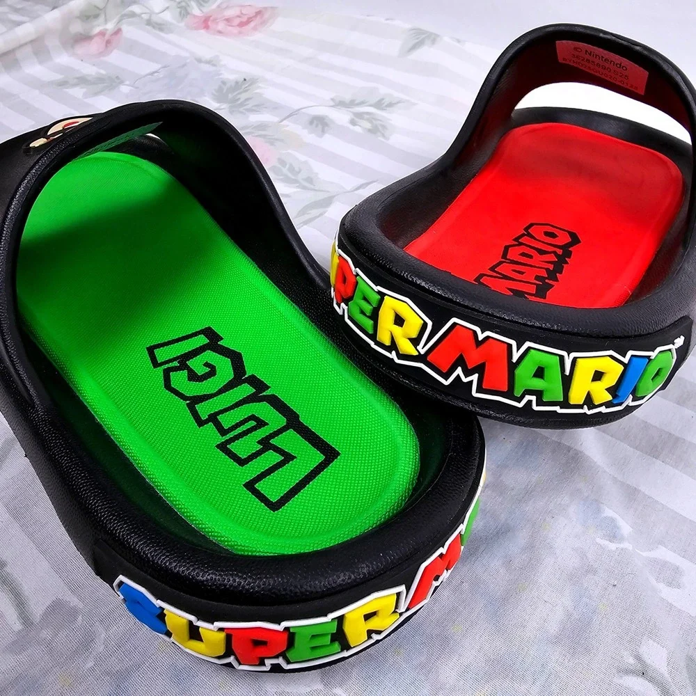 Ground Up Super Mario Luigi Kids Slides Sandals Black‎ Red Green Size 2